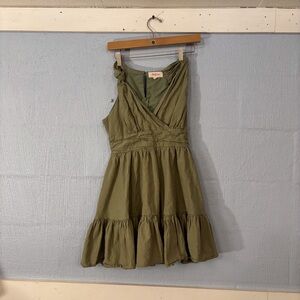 Peach Love California Olive Green Top SZ 31” Long, SZ Small MIDI Ruffled bottom